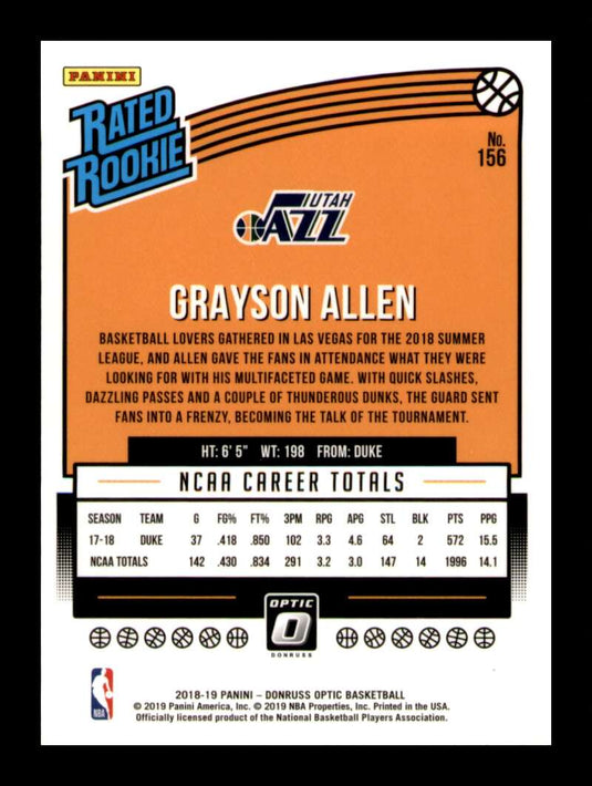 2018-19 Donruss Optic Grayson Allen