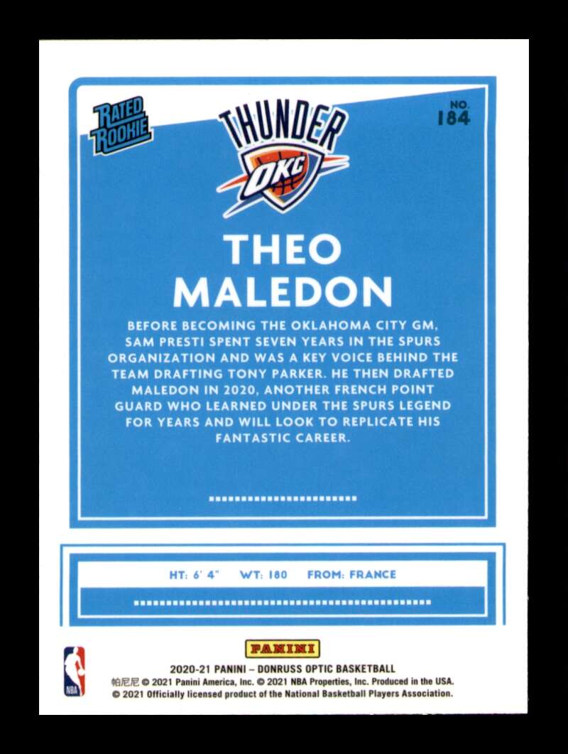 Load image into Gallery viewer, 2020-21 Donruss Optic Theo Maledon #184 Rookie RC Image 2
