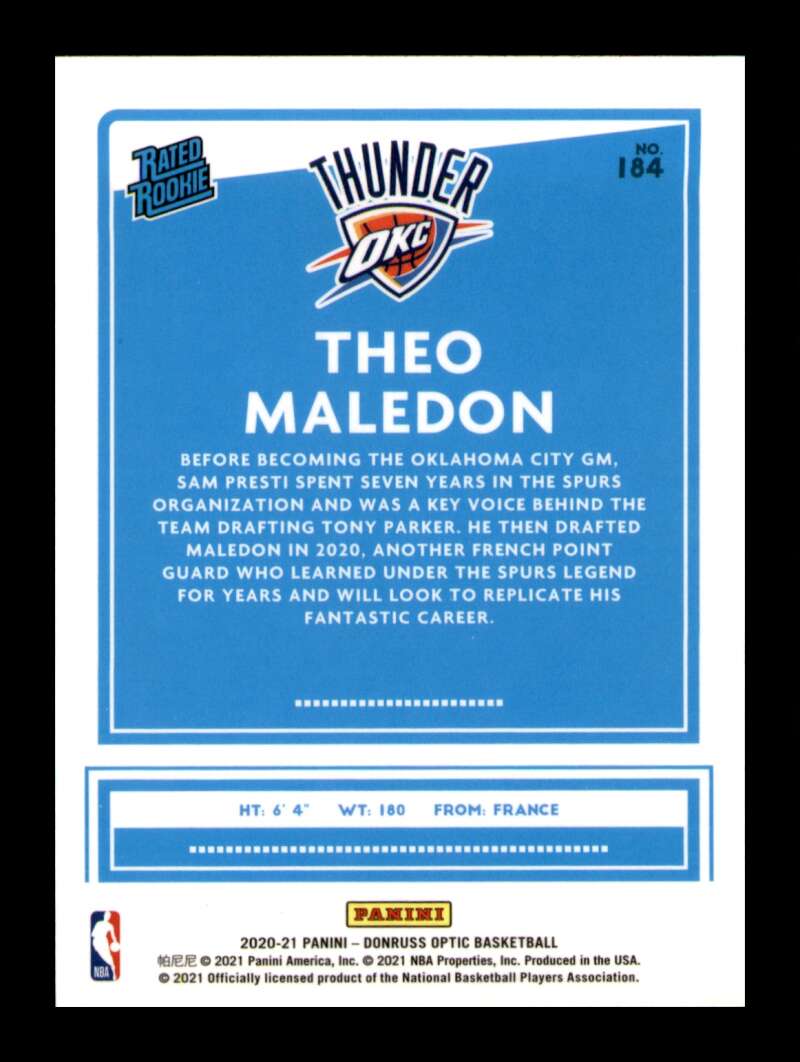 Load image into Gallery viewer, 2020-21 Donruss Optic Theo Maledon #184 Rookie RC Image 2
