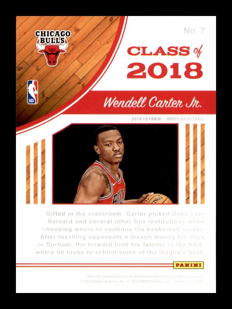 Load image into Gallery viewer, 2018-19 Panini Hoops Class of 2018-19 Holo Wendell Carter Jr #7 Rookie RC SP Image 2
