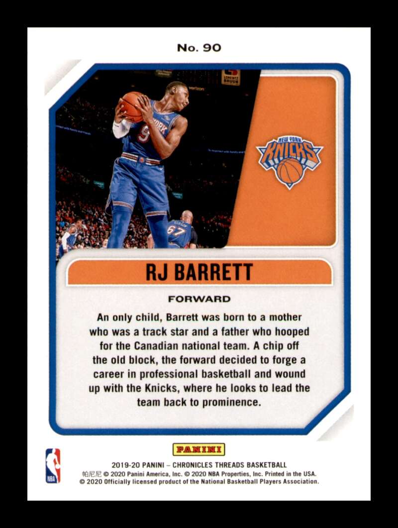 Load image into Gallery viewer, 2019-20 Panini Chronicles Threads RJ Barrett #90 Rookie RC Image 2
