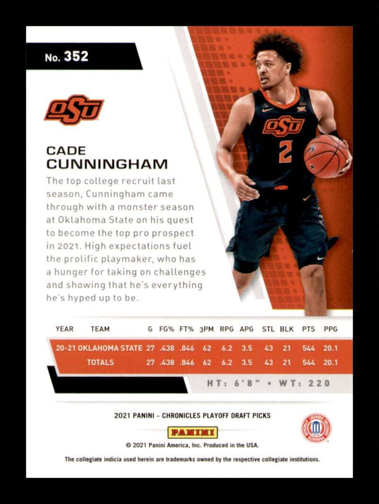 2021-22 Panini Chronicles Draft Playoff Cade Cunningham 