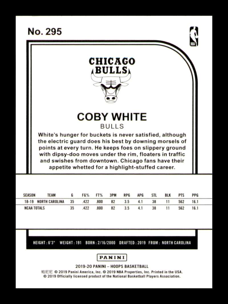 Load image into Gallery viewer, 2019-20 Panini Hoops Coby White #295 Rookie RC Image 2
