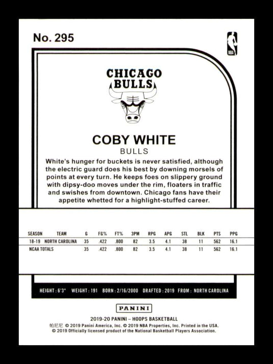 2019-20 Panini Hoops Coby White