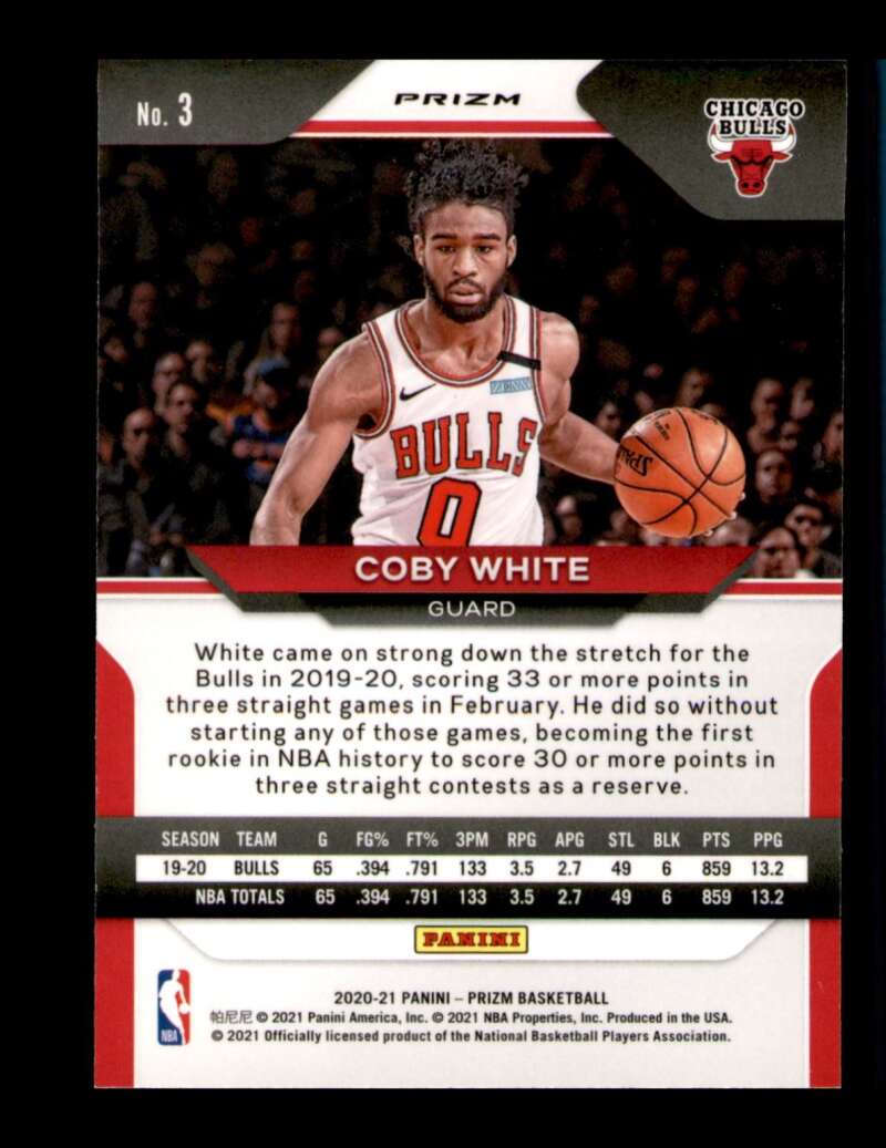 Load image into Gallery viewer, 2020-21 Panini Prizm Silver Prizm Coby White #3 Image 2
