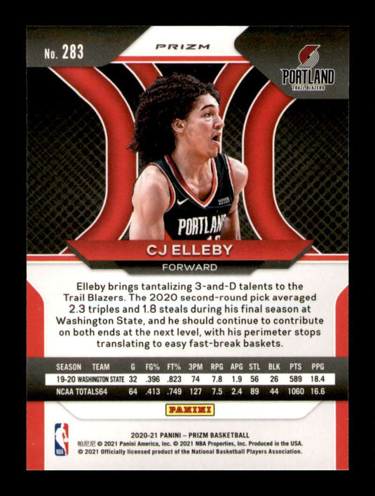 2020-21 Panini Prizm Orange Cracked Ice Prizm CJ Elleby 