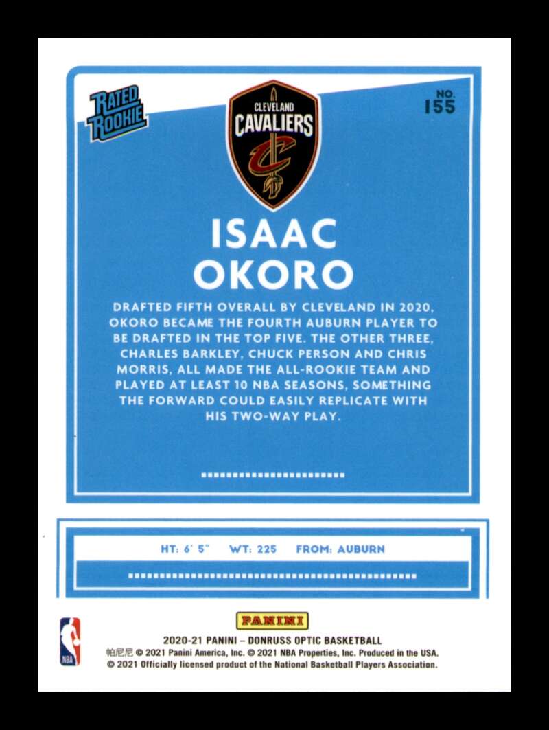 Load image into Gallery viewer, 2020-21 Donruss Optic Isaac Okoro #155 Rookie RC Image 2
