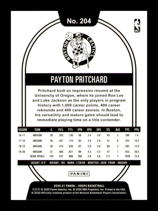 2020-21 Panini Hoops Payton Pritchard