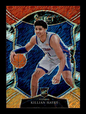 2020-21 Panini Select Red White Orange Shimmer Prizm Killian Hayes 