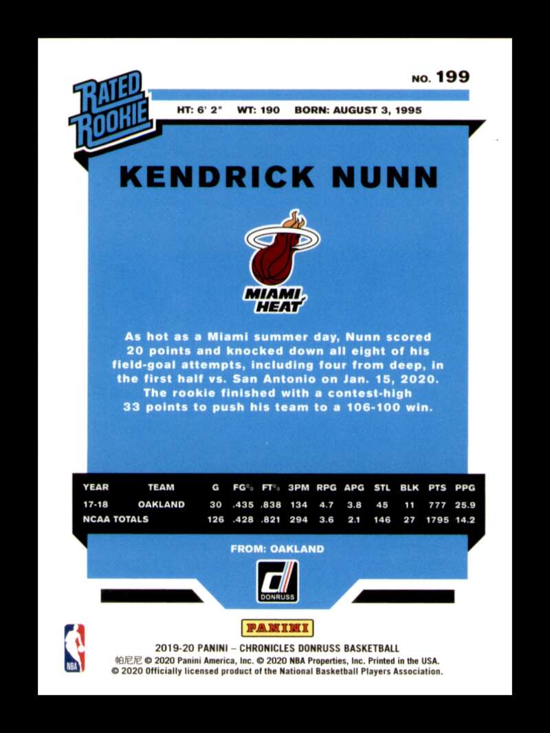 Load image into Gallery viewer, 2019-20 Panini Chronicles Kendrick Nunn #199 Rookie RC Image 2
