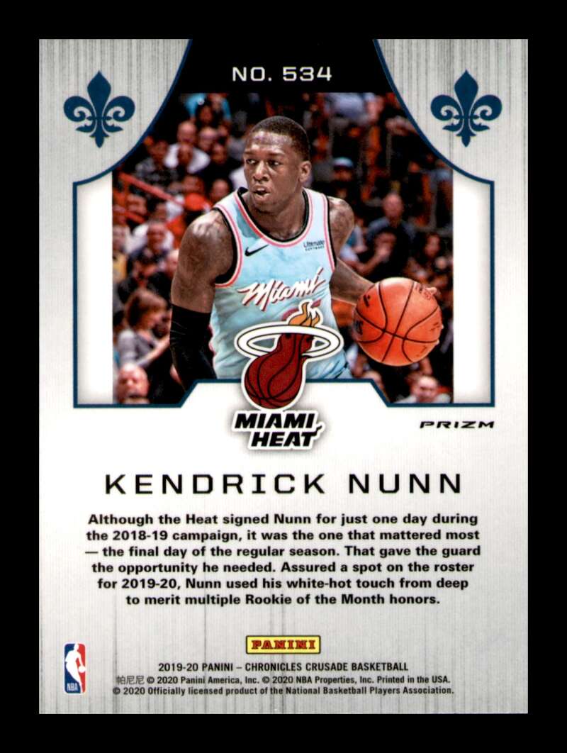 Load image into Gallery viewer, 2019-20 Panini Chronicles Crusade Silver Prizm Kendrick Nunn #534 Rookie RC SP Image 2
