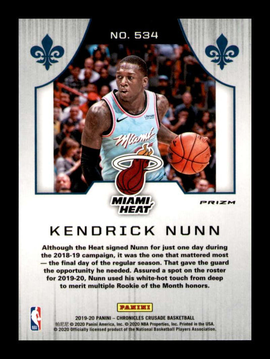 2019-20 Panini Chronicles Crusade Silver Prizm Kendrick Nunn 