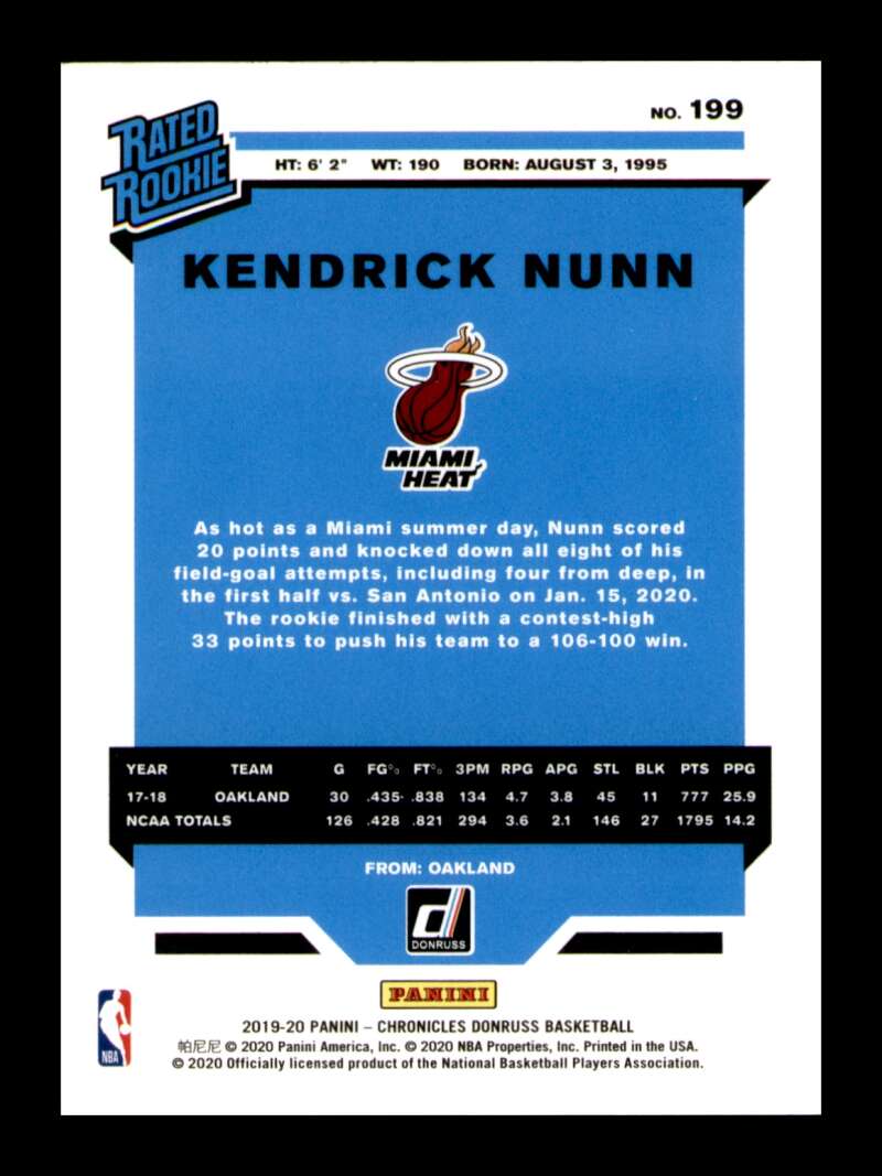 Load image into Gallery viewer, 2019-20 Panini Chronicles Kendrick Nunn #199 Rookie RC Image 2
