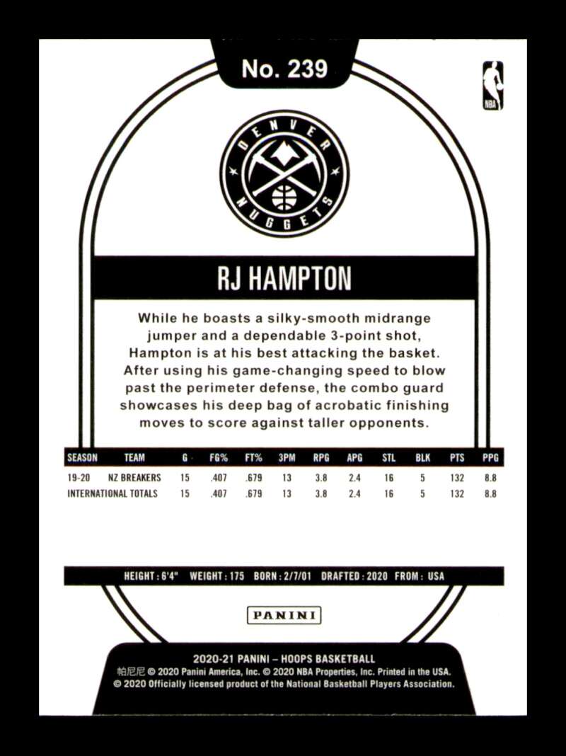 Load image into Gallery viewer, 2020-21 Panini Hoops RJ Hampton #239 Rookie RC Image 2
