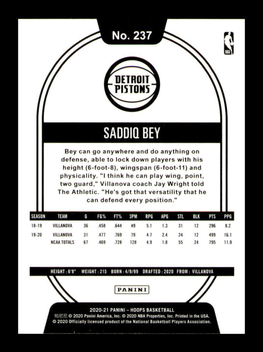 2020-21 Panini Hoops Saddiq Bey