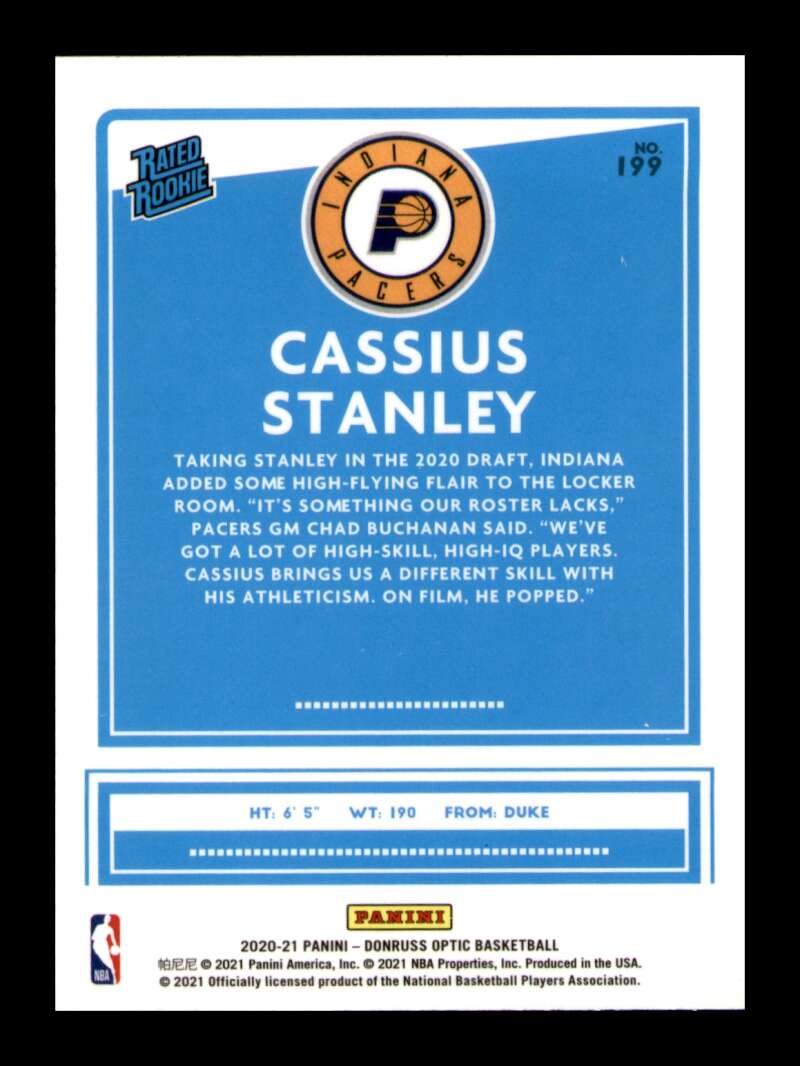 Load image into Gallery viewer, 2020-21 Donruss Optic Cassius Stanley #199 Rookie RC Image 2
