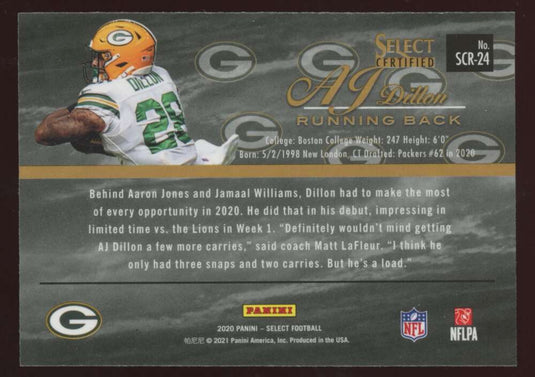 2020 Panini Select Certified A.J. Dillon 