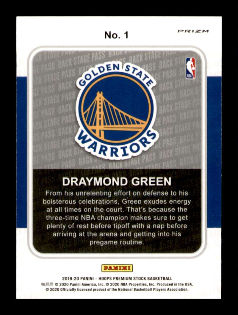 Load image into Gallery viewer, 2019-20 Hoops Premium Stock Back Stage Pass Red Prizm Draymond Green #1 SP Image 2
