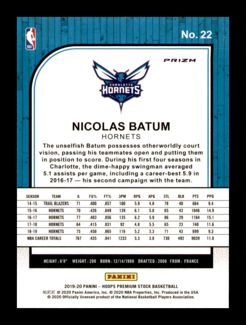 Load image into Gallery viewer, 2019-20 Panini Hoops Premium Stock Green Prizm Nicolas Batum #22 Short Print SP Image 2
