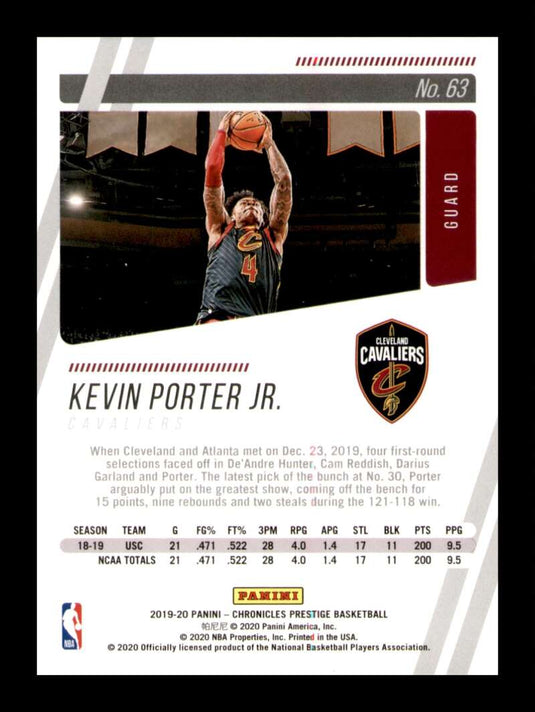 2019-20 Panini Chronicles Prestige Pink Kevin Porter Jr. 