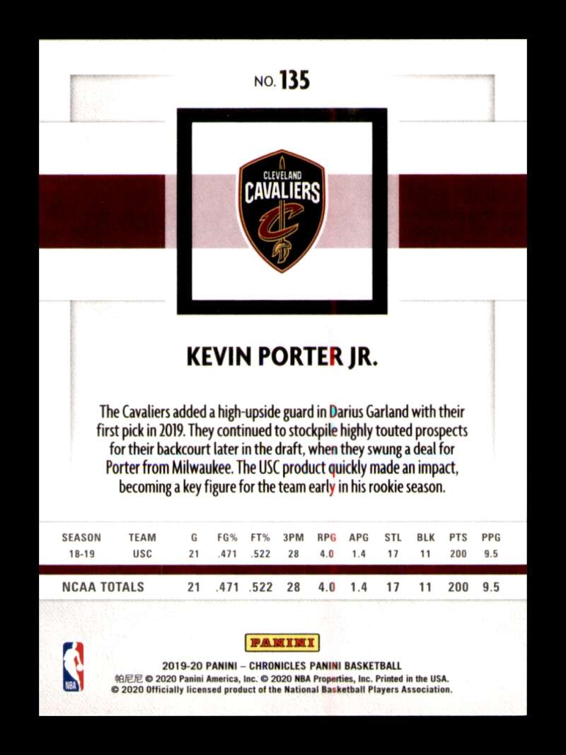 Load image into Gallery viewer, 2019-20 Panini Chronicles Kevin Porter Jr. #135 Rookie RC Image 2
