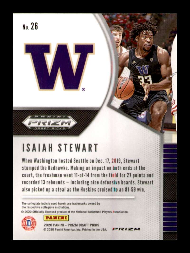 Load image into Gallery viewer, 2020-21 Panini Prizm Draft Silver Prizm Isaiah Stewart #26 Rookie RC Image 2
