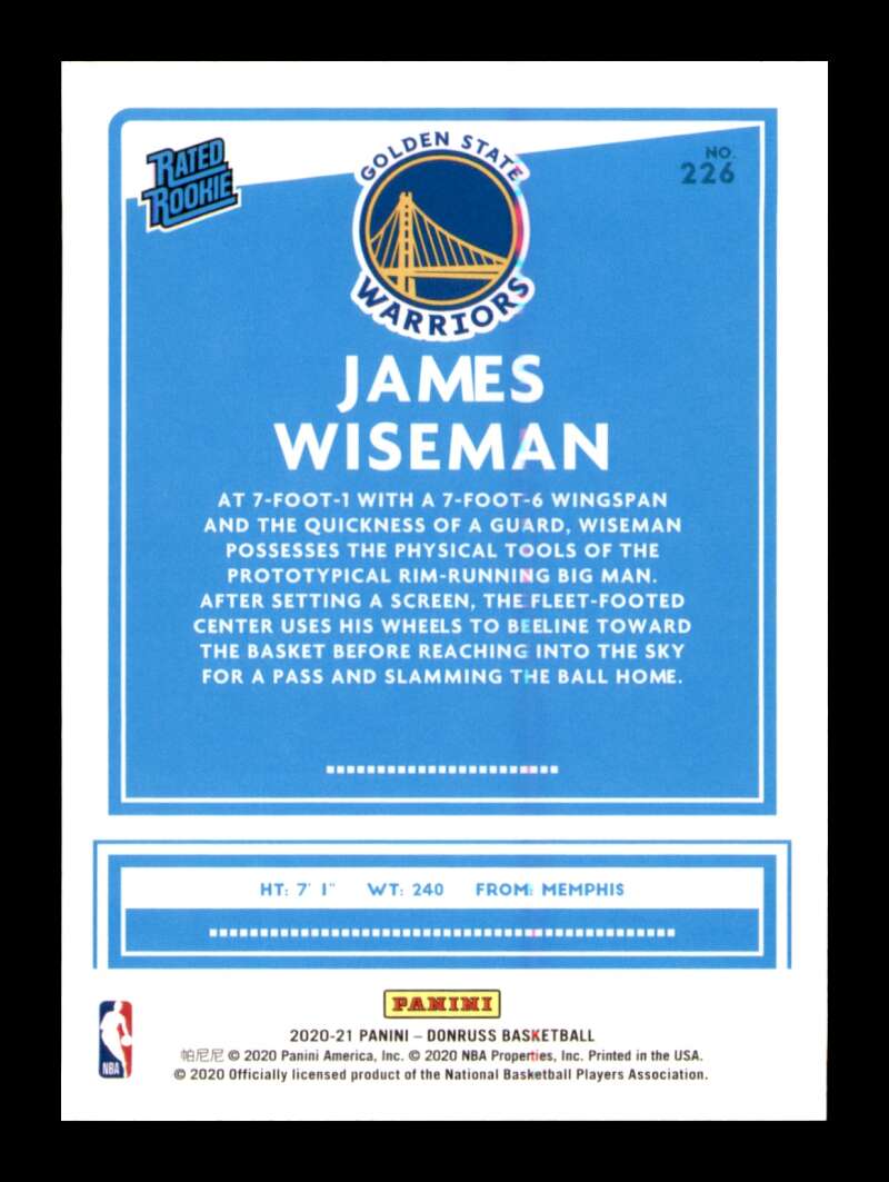 Load image into Gallery viewer, 2020-21 Donruss James Wiseman #226 Rookie RC Image 2
