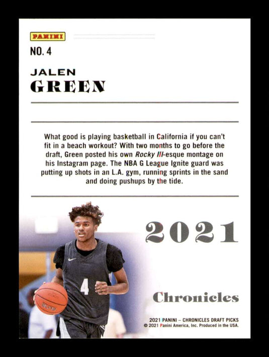 2021-22 Panini Chronicles Draft Jalen Green 