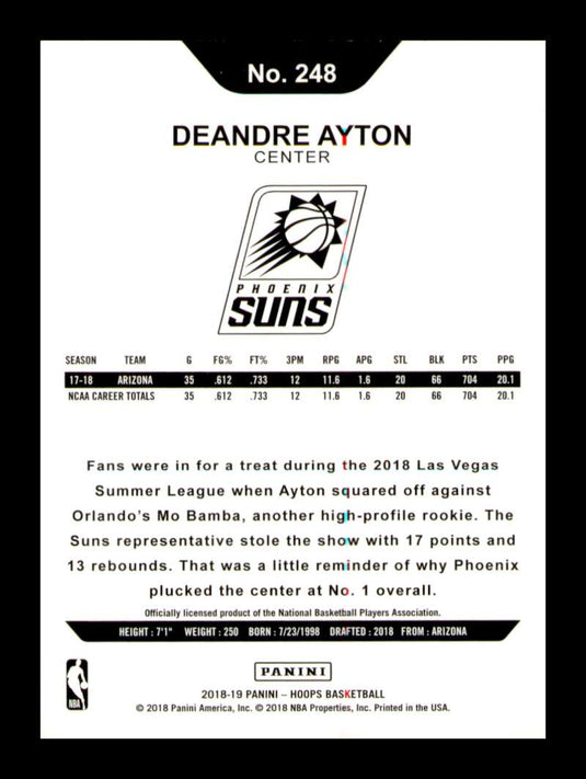 2018-19 Panini Hoops Deandre Ayton