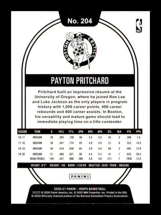 2020-21 Panini Hoops Payton Pritchard