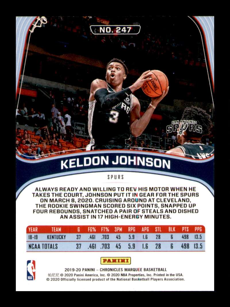 Load image into Gallery viewer, 2019-20 Panini Chronicles Marquee Keldon Johnson #247 Rookie RC Image 2
