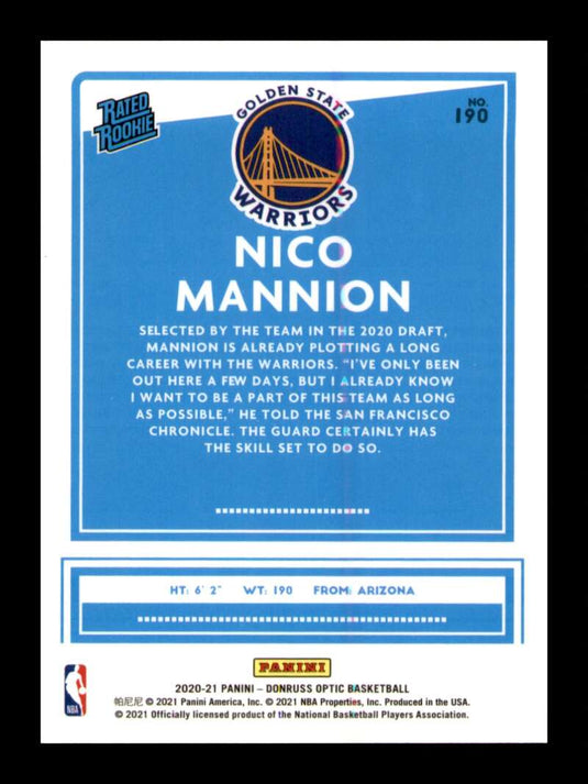 2020-21 Donruss Optic Nico Mannion