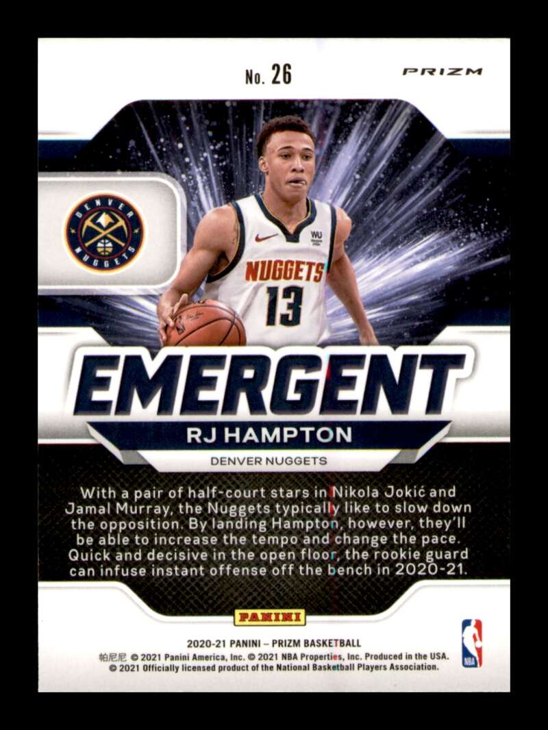 Load image into Gallery viewer, 2020-21 Panini Prizm Emergent Green Prizm RJ Hampton #26 Rookie RC Image 2
