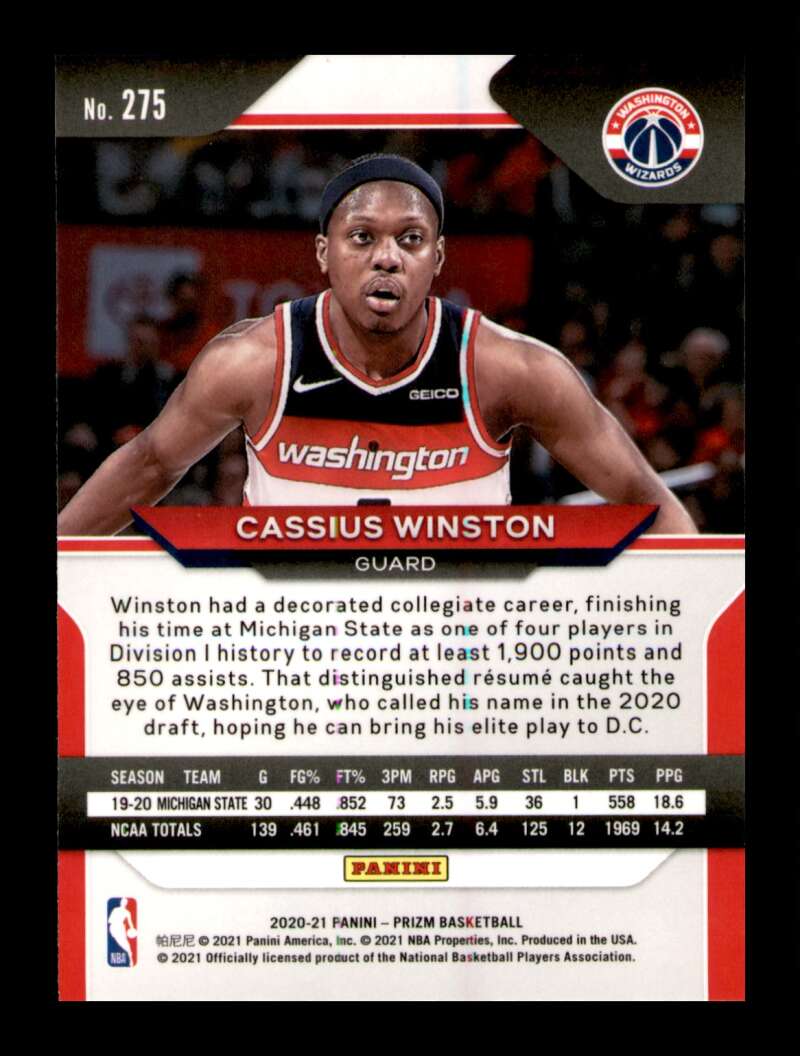 Load image into Gallery viewer, 2020-21 Panini Prizm Cassius Winston #275 Rookie RC Image 2
