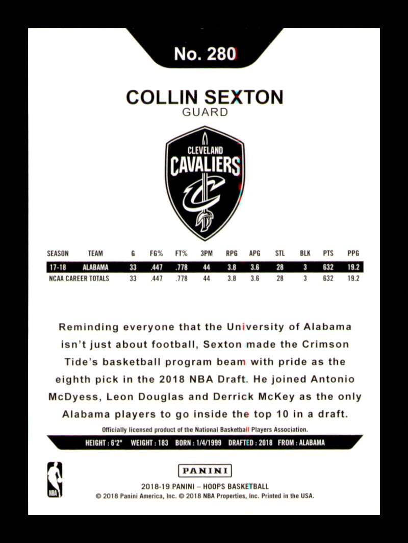 Load image into Gallery viewer, 2018-19 Panini Hoops Collin Sexton #280 Rookie RC Image 2
