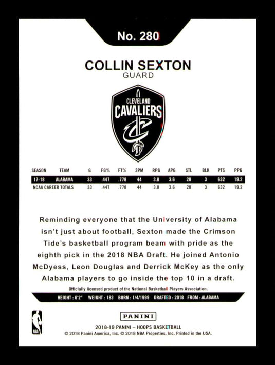 2018-19 Panini Hoops Collin Sexton