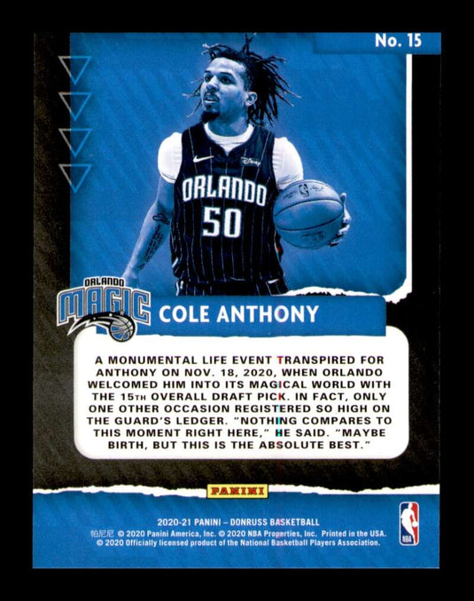 2020-21 Donruss Great X-Pectations Cole Anthony