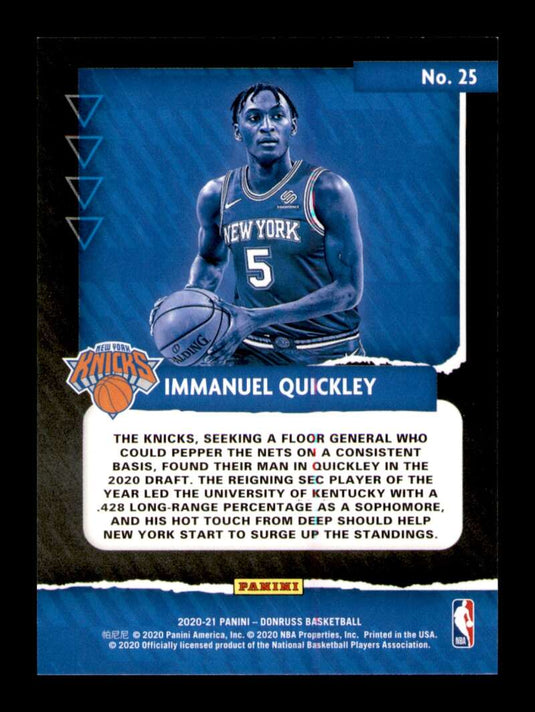 2020-21 Donruss Great X-Pectations Immanuel Quickley