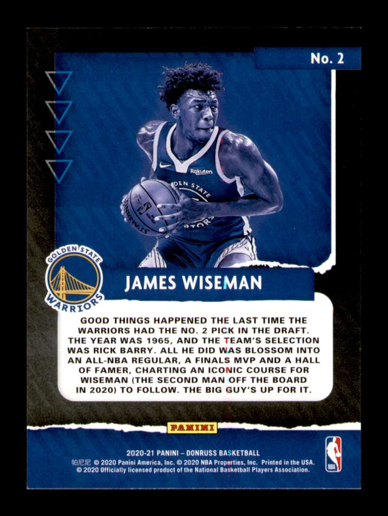 Load image into Gallery viewer, 2020-21 Donruss Great X-Pectations James Wiseman #2 Rookie RC Image 2
