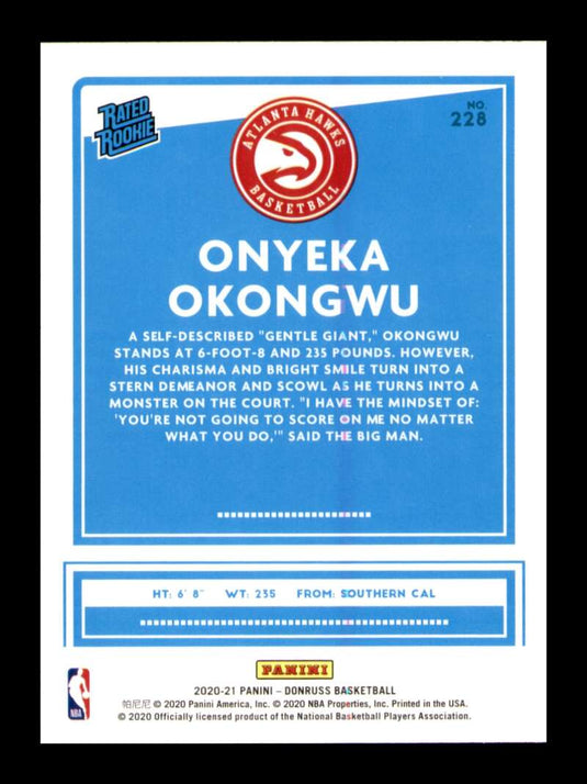 2020-21 Donruss Orange Laser Onyeka Okongwu 