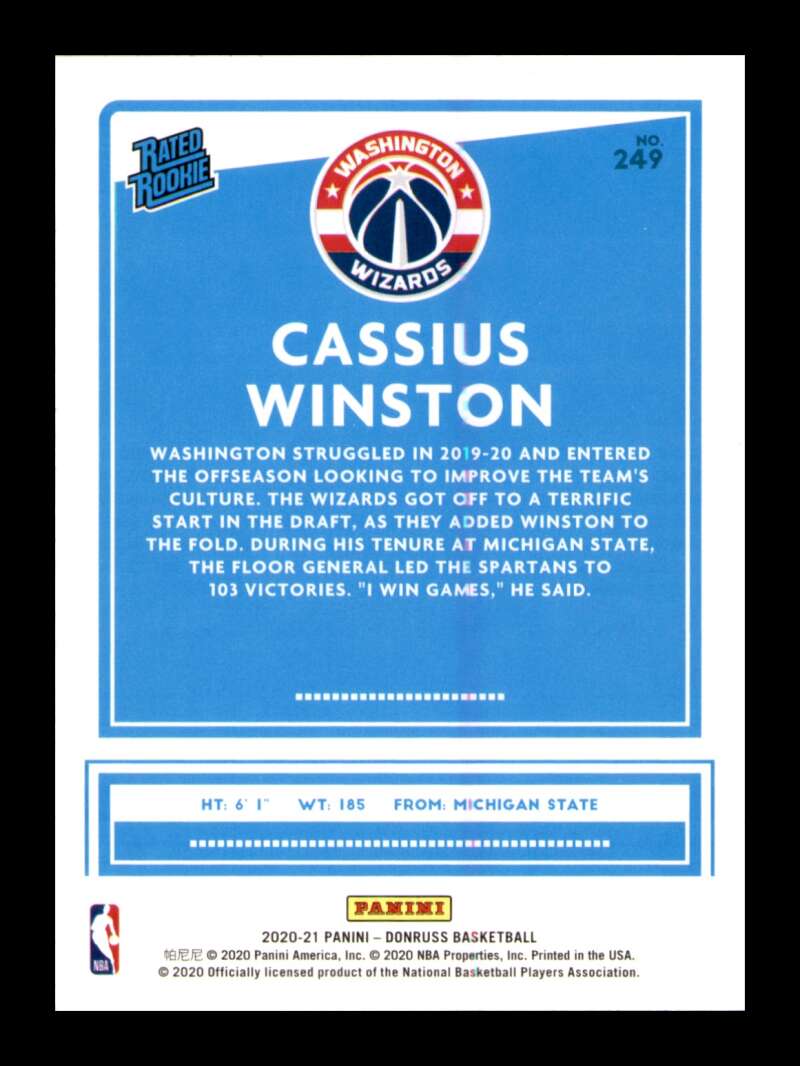 Load image into Gallery viewer, 2020-21 Donruss Green Yellow Laser Cassius Winston #249 Rookie RC Image 2
