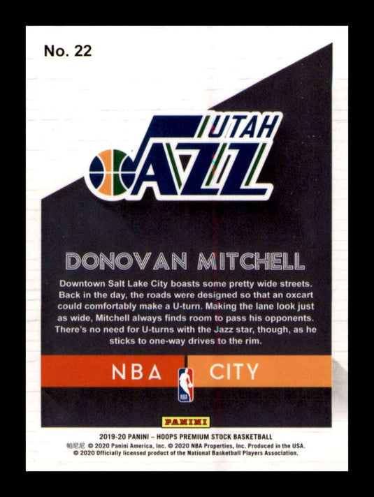 2019-20 Panini Hoops Premium Stock NBA City Donovan Mitchell 