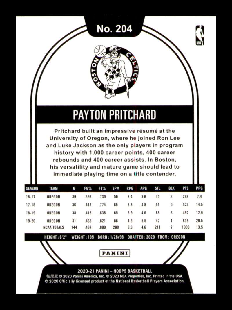 Load image into Gallery viewer, 2020-21 Panini Hoops Payton Pritchard #204 Rookie RC Image 2
