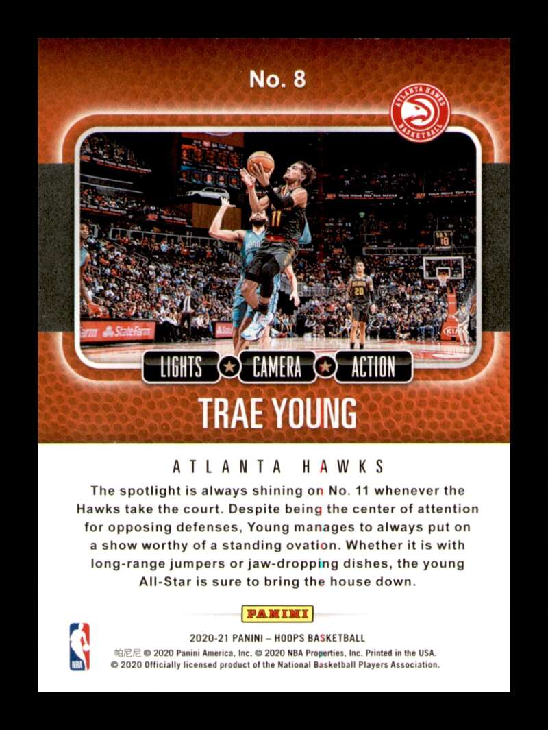 Load image into Gallery viewer, 2020-21 Panini Hoops Lights Camera Action Trae Young #8 Image 2
