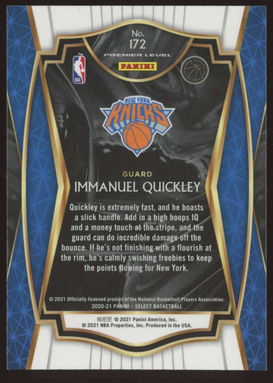 2020-21 Panini Select Blue Immanuel Quickley