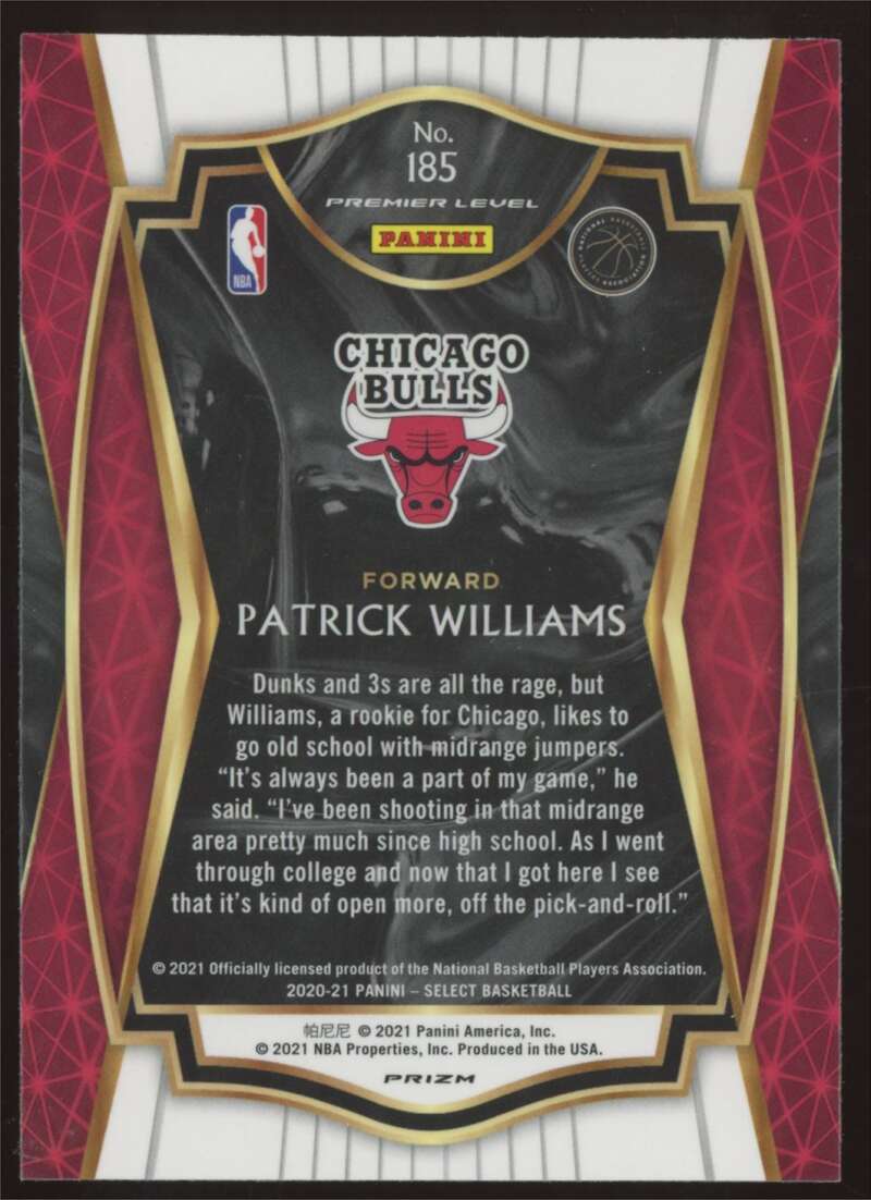 Load image into Gallery viewer, 2020-21 Panini Select Blue Silver Prizm Patrick Williams #185 Rookie RC Image 2
