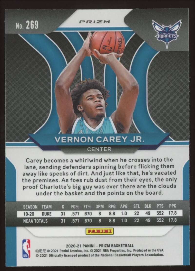 Load image into Gallery viewer, 2020-21 Panini Prizm Silver Prizm Vernon Carey Jr. #269 Rookie RC Image 2
