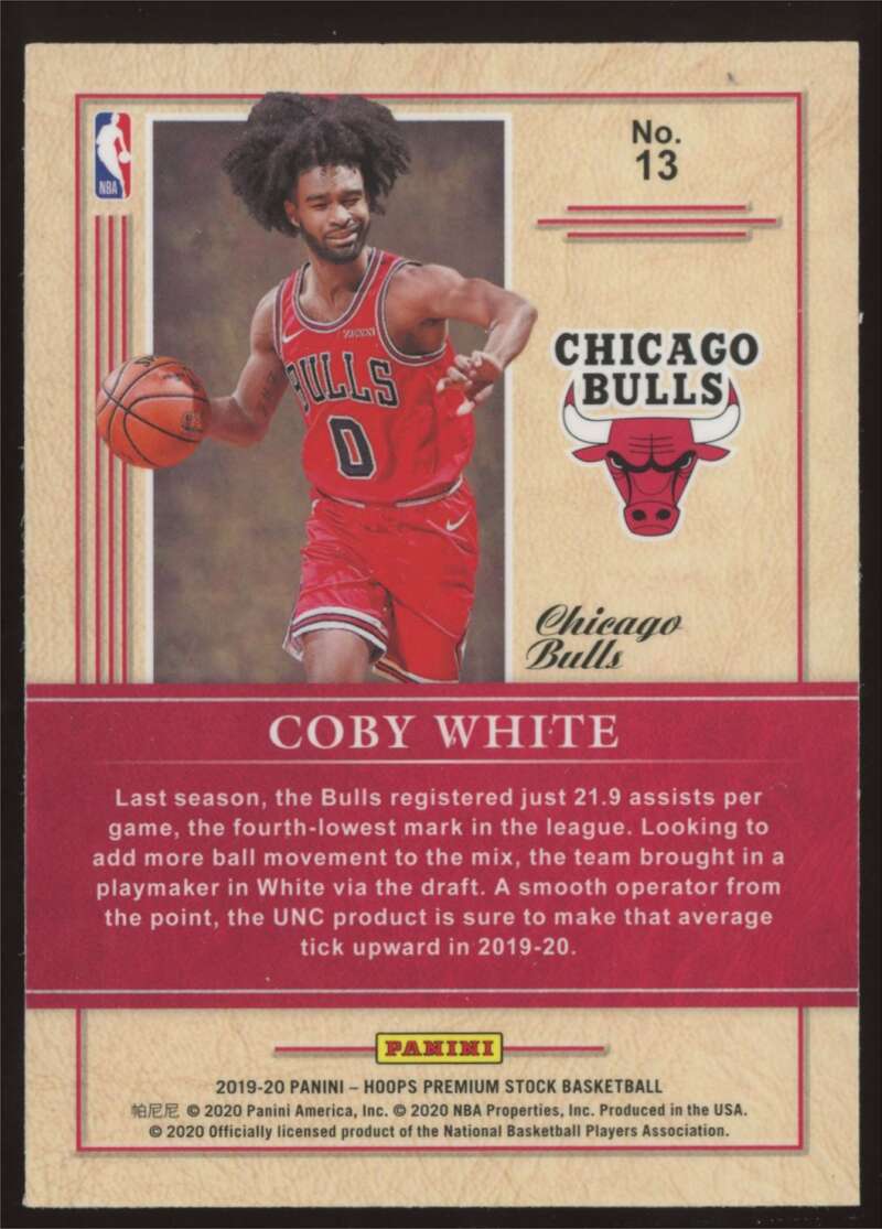 Load image into Gallery viewer, 2019-20 Panini Hoops Premium Stock Class of 2019-20 Coby White #13 Rookie RC Image 2
