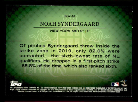 2020 Topps Stadium Club Chrome Emperors of the Zone Noah Syndergaard 