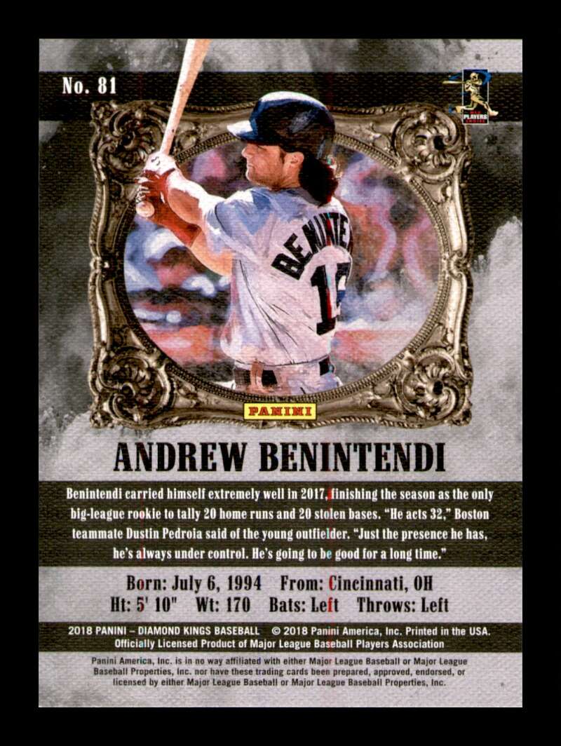 Load image into Gallery viewer, 2018 Panini Diamond Kings Sepia Andrew Benintendi #81 Short Print SP Image 2
